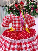 Vestido Junino Mimadine Luxo Beatriz Vermelho