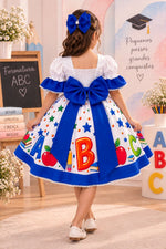 Vestido Marie Doce Formatura ABC Aquarela Azul Royal