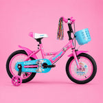 Bicicleta Infantil Menina Aro 16 Princesa 4-8 Anos com Rodinhas + Cestinha + LED