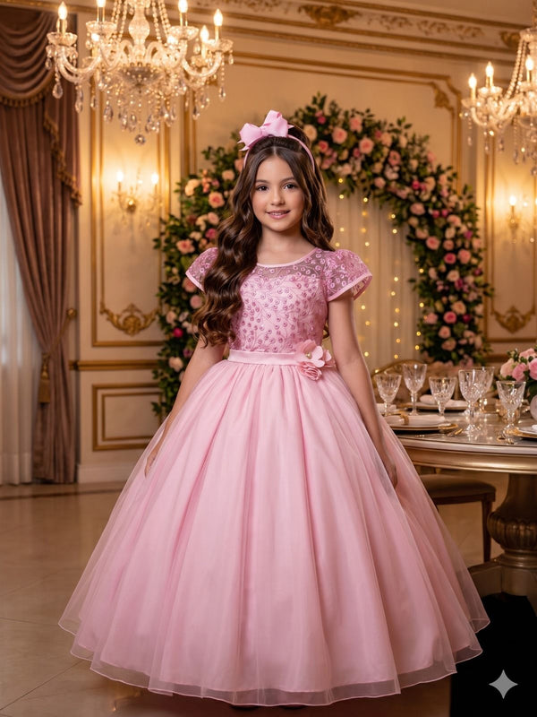 Vestido Mini Miss Longo Carol Rosa Bebe