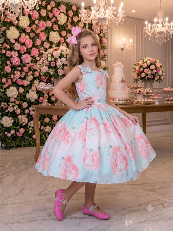 Vestido Mini Miss Lorena Florido Azul Bebe