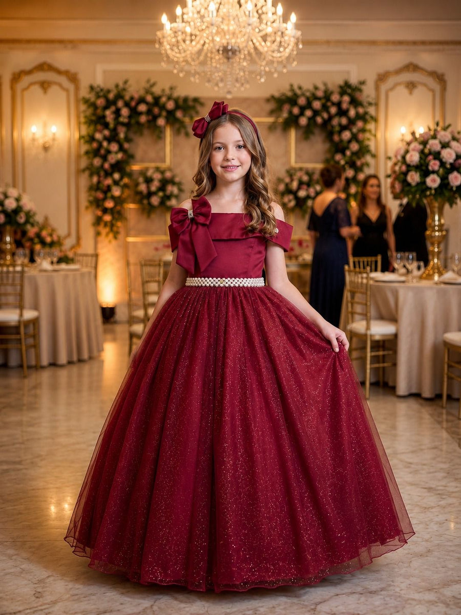 Vestido Banana Club Longo Doce Elegancia Marsala