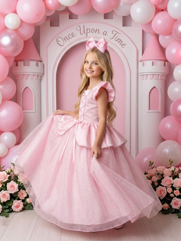 Fantasia/ Vestido Mini Miss Longo Princesa Rosa