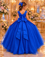 Vestido Bella Child Longo Manuela Azul Royal