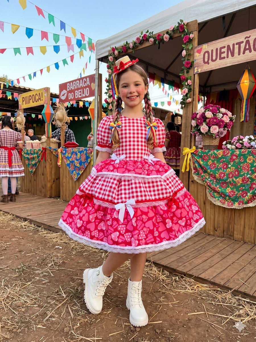 Vestido Junino Mimadine Luxo Viviane Vermelho