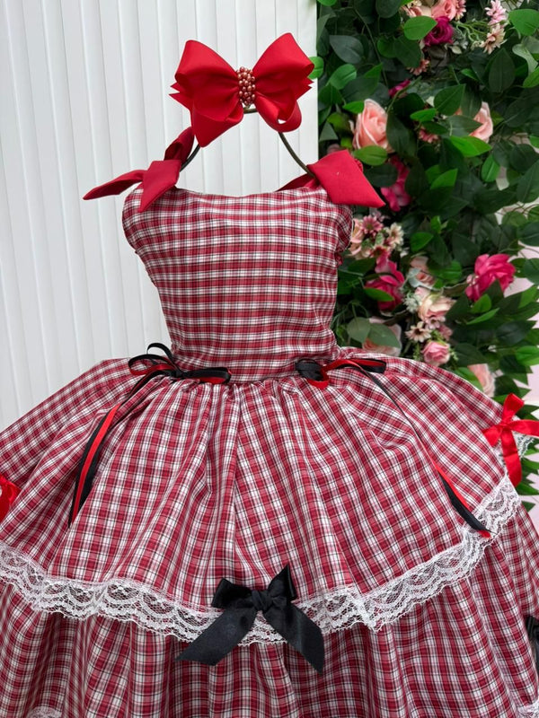 Vestido Marie Junino Luxo Xadrez Maria Helena