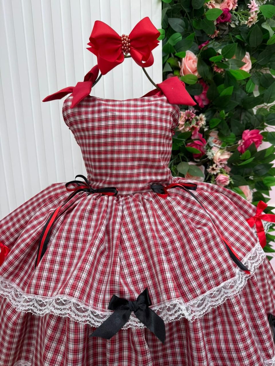 Vestido Marie Junino Luxo Xadrez Maria Helena
