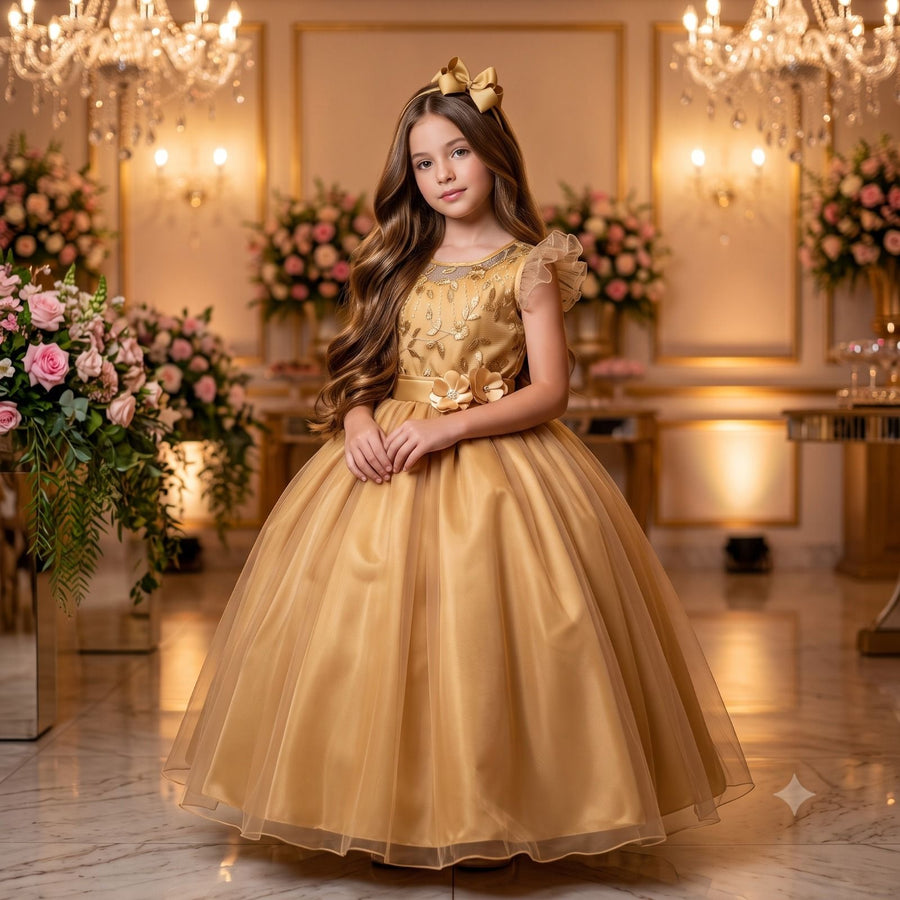 Vestido Mini Miss Longo Suzy Dourado