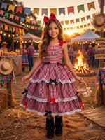 Vestido Marie Junino Luxo Xadrez Maria Helena