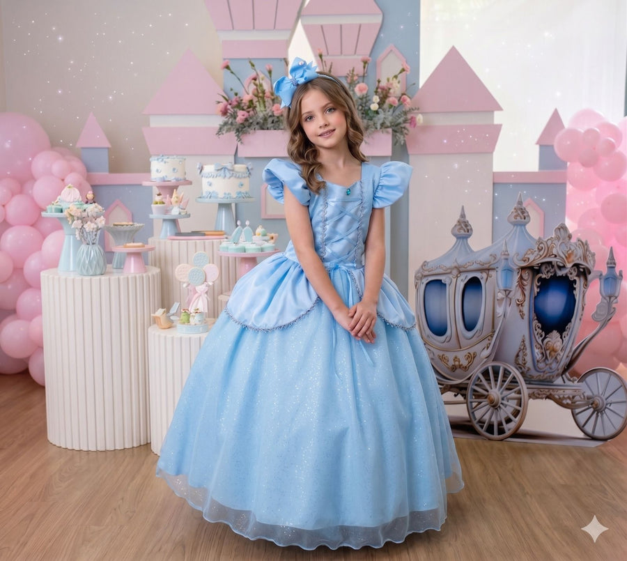 Fantasia/ Vestido Mini Miss Longo Princesa Azul