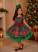 Vestido Banana Club Xadrez Vermelho e Verde Natal