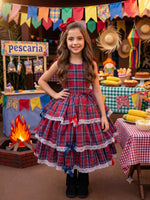 Vestido Marie Junino Luxo Xadrez Maria Clara