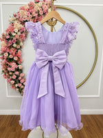 Vestido Infantil Lilas C/ Bordado,  Borboletas e flores Dama Festas Luxo