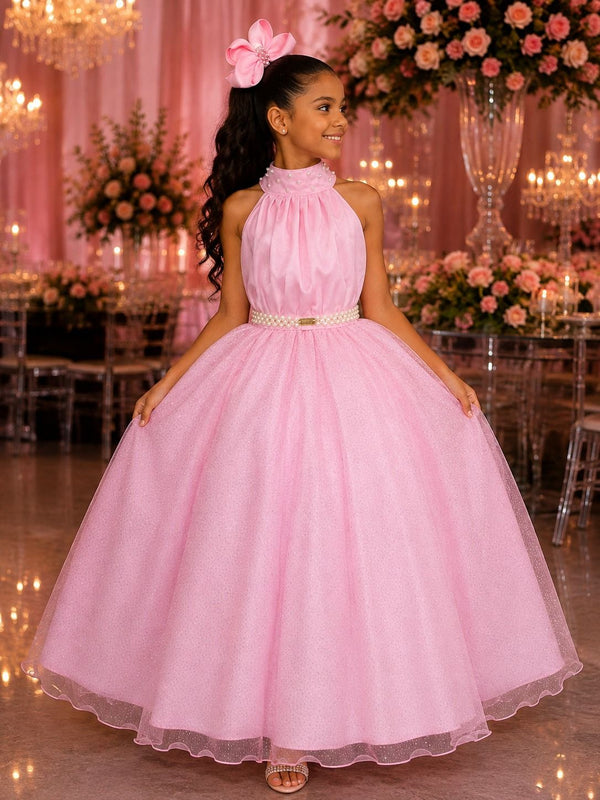 Vestido Banana Club Longo Âmbar Rosa Bebê