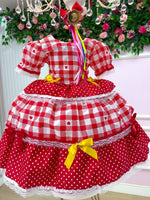 Vestido Junino Mimadine Luxo Beatriz Vermelho