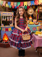 Vestido Marie Junino Luxo Xadrez Maria Clara