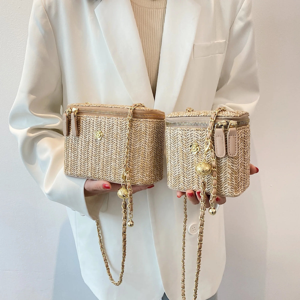 Mini Bolsa Bucket Straw Chic