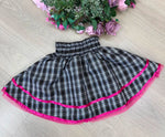 Saia Junina Adulta Xadrez Renda Pink