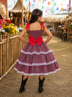 Vestido Marie Junino Luxo Xadrez Maria Eduarda
