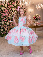 Vestido Mini Miss Lorena Florido Azul Bebe