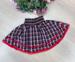Saia Junina Adulta Xadrez Renda Vermelho