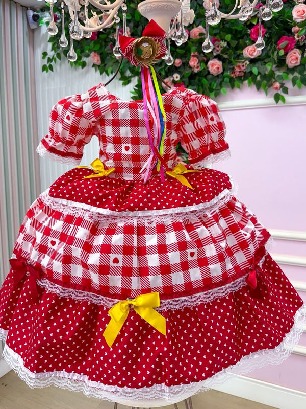 Vestido Junino Mimadine Luxo Beatriz Vermelho
