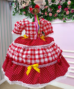 Vestido Junino Mimadine Luxo Beatriz Vermelho