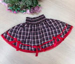 Saia Junina Adulta Xadrez Renda Vermelho