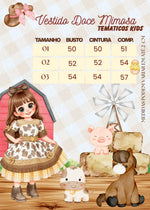 Vestido Tematicos Kids Doce Mimosa Marrom - Fazendinha - Vaquinha