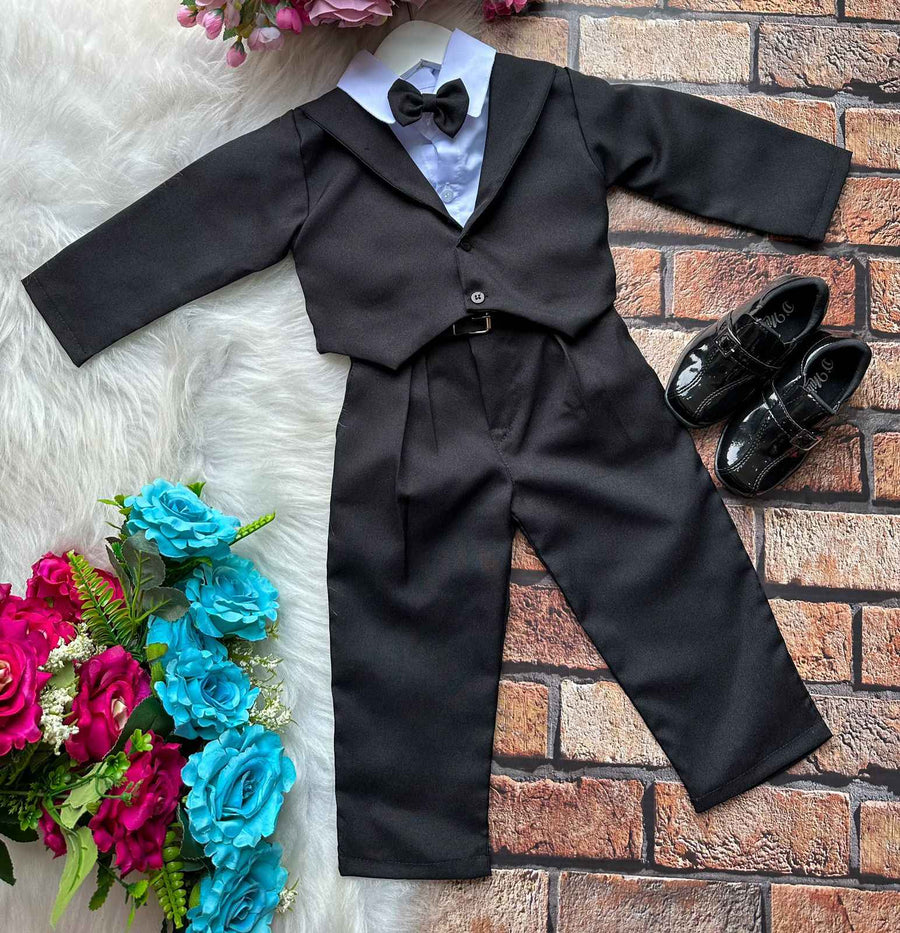 Conjunto Social Miss Cherry Meninos Terno Hugo Preto