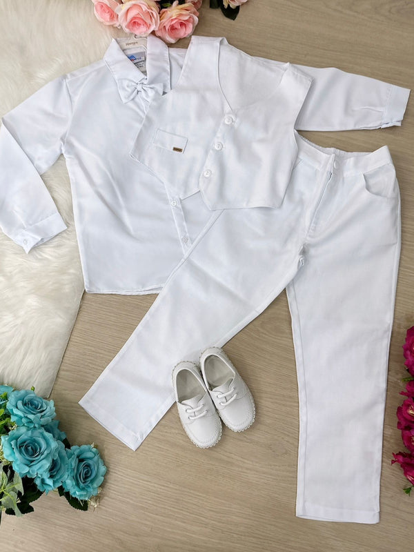Conjunto Meninos Kanga Danilo Social Branco Colete