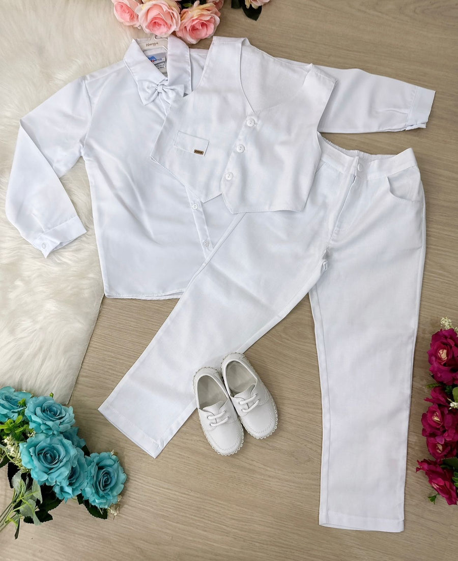 Conjunto Meninos Kanga Danilo Social Branco Colete