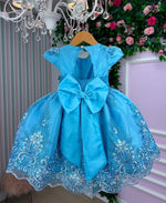 Vestido Marie Jardim Encantado Luxo Azul Tiffany