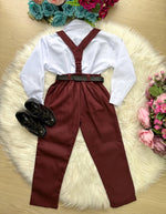 Conjunto Meninos Miss Cherry Leo Suspensorio Marsala