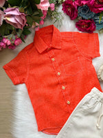 Conjunto Meninos Lucas Banana Club Shorts Camisa Laranja