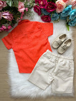 Conjunto Meninos Lucas Banana Club Shorts Camisa Laranja