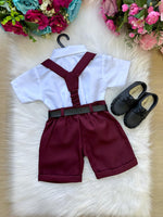 Conjunto Miss Cherry Meninos Social Shorts Ravi Marsala