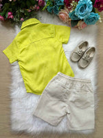 Conjunto Meninos Lucas Banana Club Shorts Camisa Verde Lima