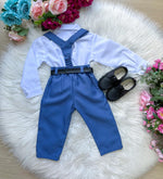 Conjunto Meninos Miss Cherry Leo Suspensorio Azul