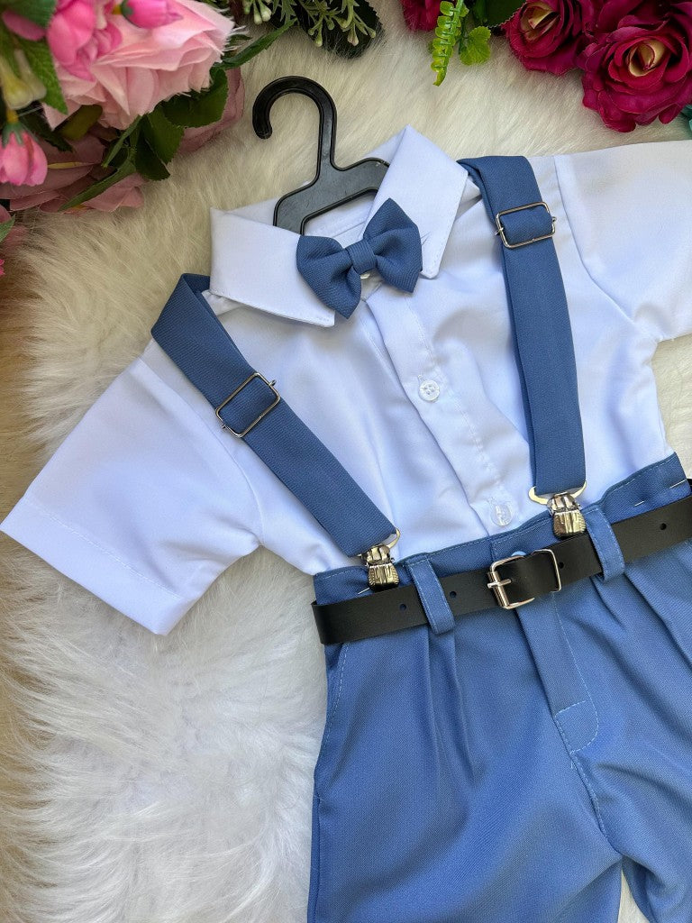 Conjunto Miss Cherry Meninos Social Shorts Ravi Azul