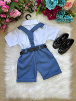 Conjunto Miss Cherry Meninos Social Shorts Ravi Azul