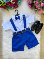 Conjunto Miss Cherry Meninos Social Shorts Ravi Azul Royal