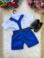 Conjunto Miss Cherry Meninos Social Shorts Ravi Azul Royal
