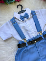 Conjunto Miss Cherry Meninos Social Shorts Ravi Azul Serenity
