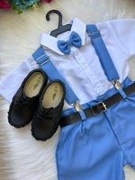 Conjunto Miss Cherry Meninos Social Shorts Ravi Azul Serenity