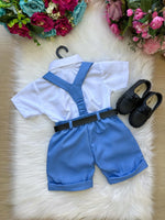 Conjunto Miss Cherry Meninos Social Shorts Ravi Azul Serenity
