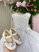 Vestido Juvenil Vila Lele Regata Flores Branco