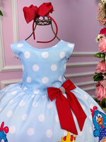 Vestido Tematicos Luxo Galinha Pintadinha Azul e Vermelho