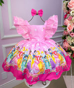 Vestido Temáticos Kids Princesas Disney Rosa