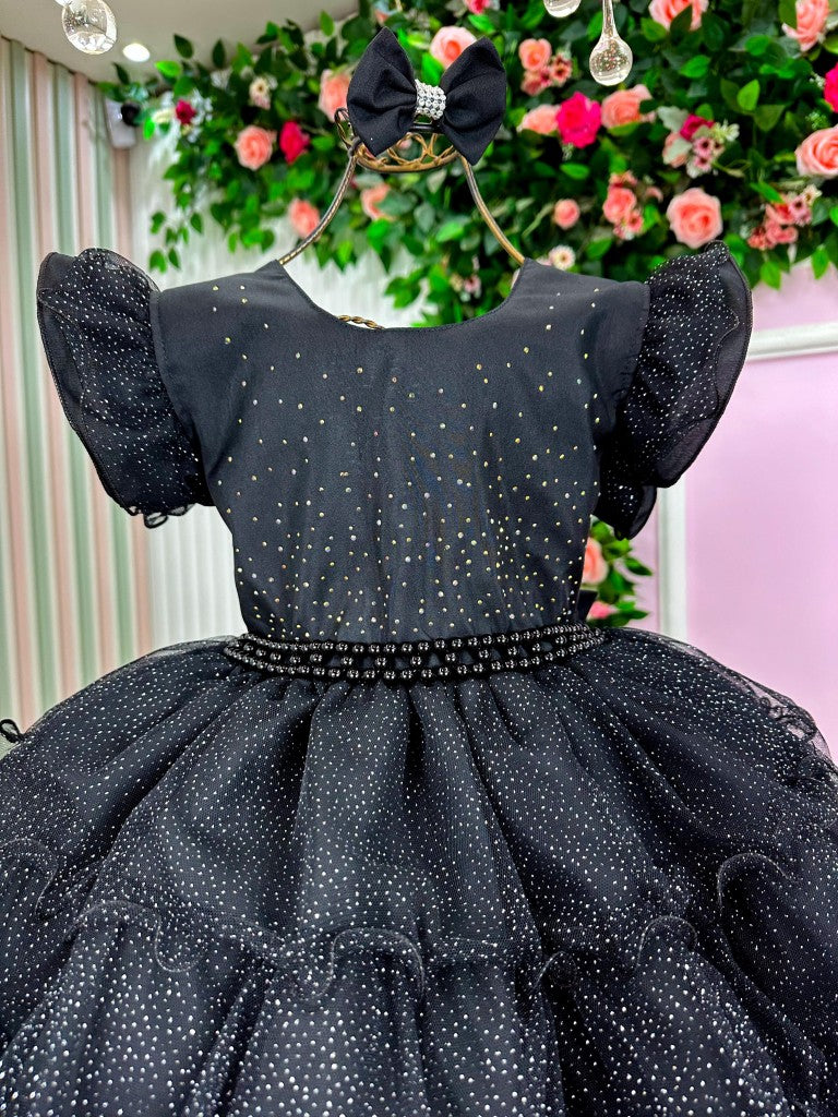 Vestido Ysa Kids Belinda Preto TAMANHO:4;COR:Preto